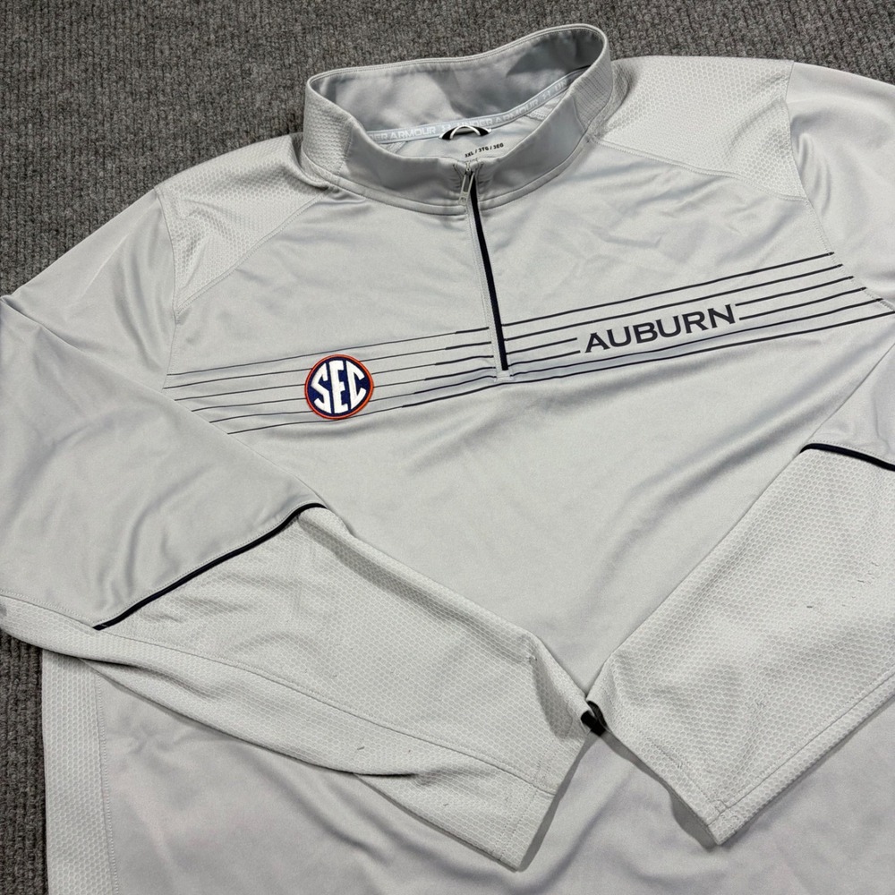 Under Armour Pullover Mens 3XL Auburn Tigers SEC Gray 1/4 Zip Jacket Long Sleeve